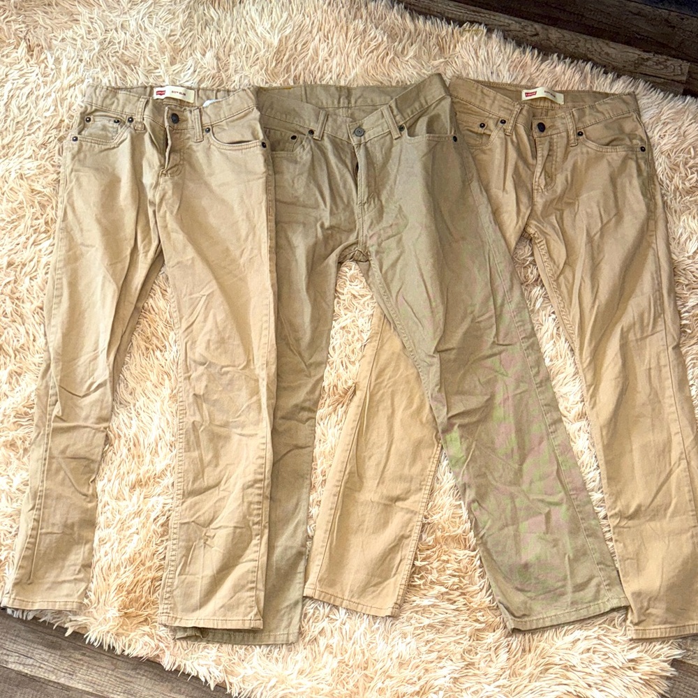 Levi’s Boys Tan Pants Bundle of 3 - 14 REG